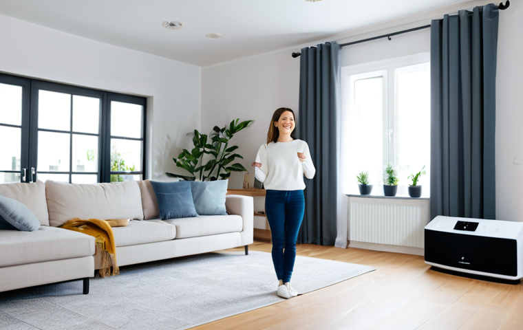 Smart Home Automation**
"A modern, bright living room with smart home devices (lights, thermostat, speaker) controlled by a fully clothed woman using a voice assistant. She is smiling and relaxed. Background shows a clean and organized space. Safe for work, appropriate content, fully clothed, professional, perfect anatomy, correct proportions, natural pose, well-formed hands, proper finger count, natural body proportions, high quality, modest clothing."
**