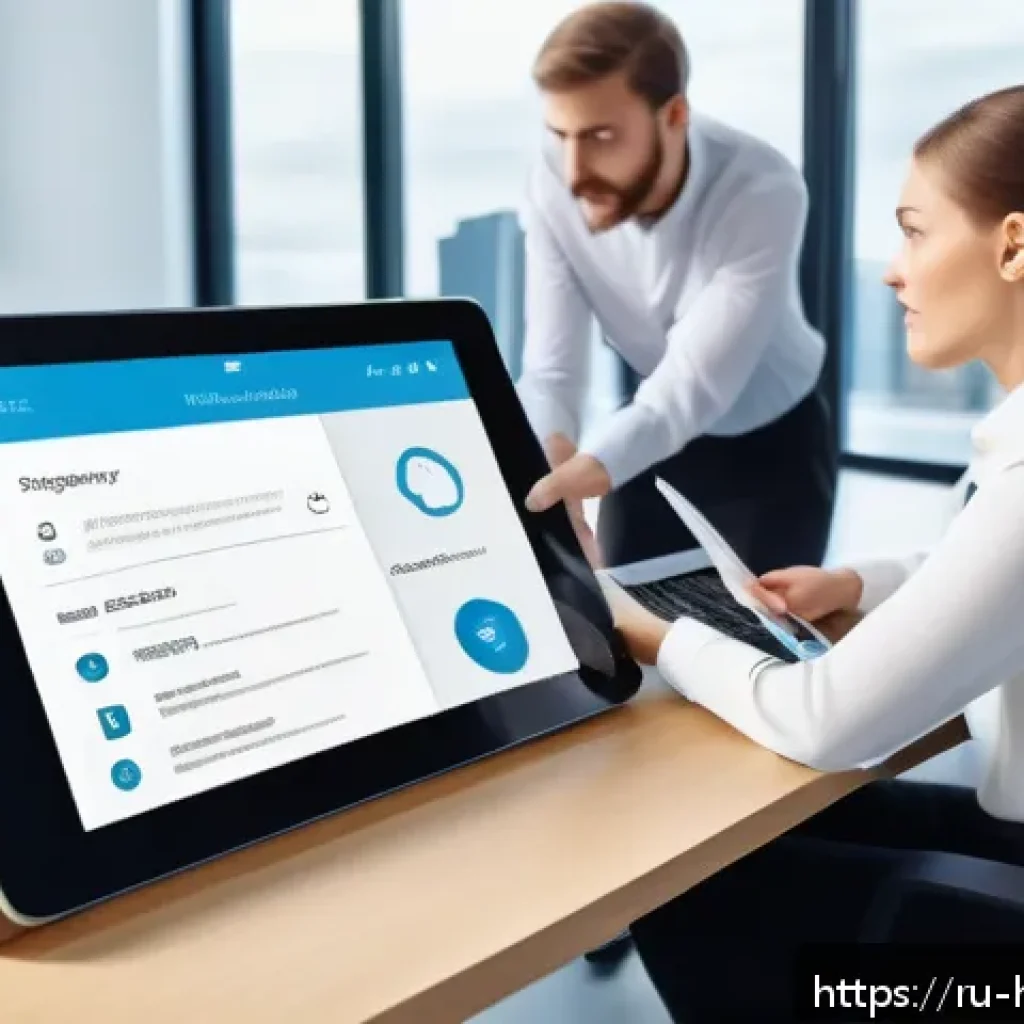 DocuSign 활용법 - A modern office scene featuring a diverse group of Russian business professionals collaborating arou...