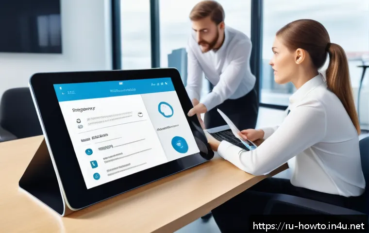 DocuSign 활용법 - A modern office scene featuring a diverse group of Russian business professionals collaborating arou...